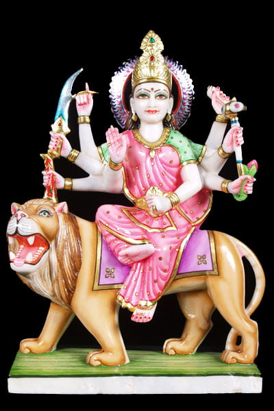 Hindu Goddess Durga Statue on Lion 18"